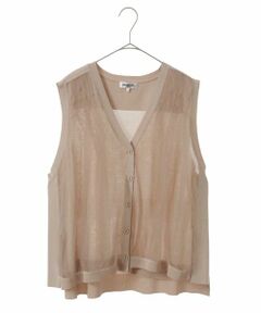 HIROKO BIS GRANDE / ヒロコビス グランデ ベスト | 【大きいサイズ】チュールレイヤードニットベスト /洗える