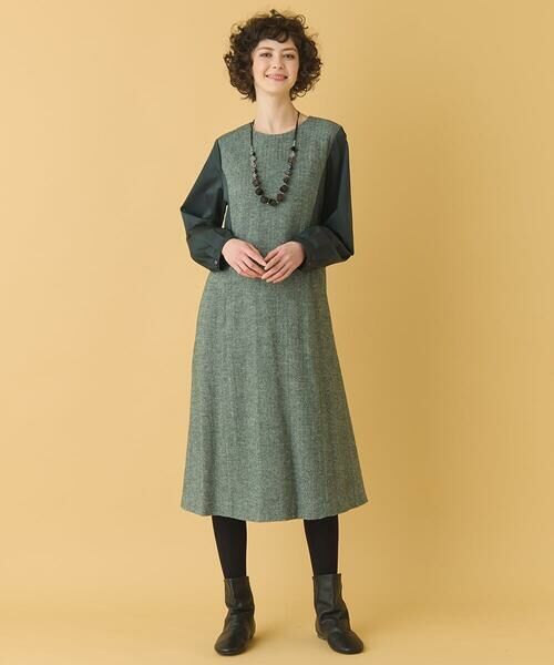 HIROKO BIS GRANDE / ヒロコビス グランデ ロング・マキシ丈ワンピース | 【大きいサイズ】ファンシーヘリンボーンドッキングワンピース | 詳細7