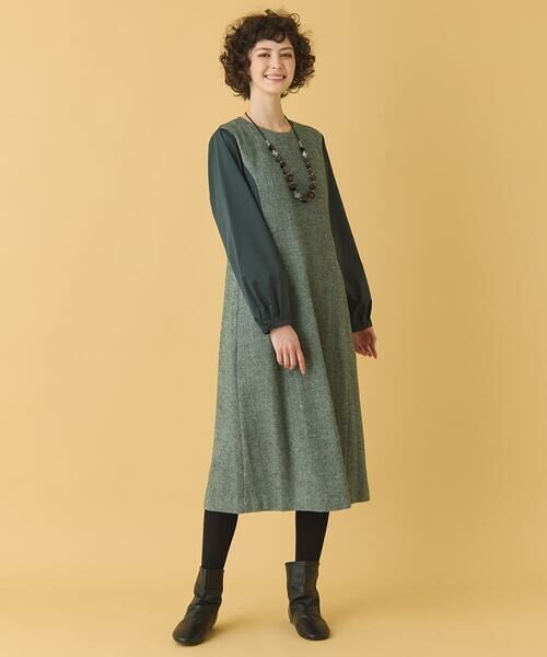 HIROKO BIS GRANDE / ヒロコビス グランデ ロング・マキシ丈ワンピース | 【大きいサイズ】ファンシーヘリンボーンドッキングワンピース | 詳細8