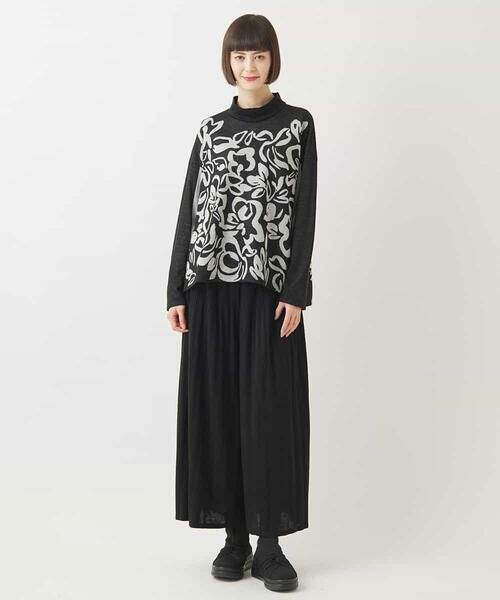 HIROKO BIS GRANDE / ヒロコビス グランデ ニット・セーター | 【大きいサイズ】フラワージャカードモックネックプルオーバー /洗える | 詳細11