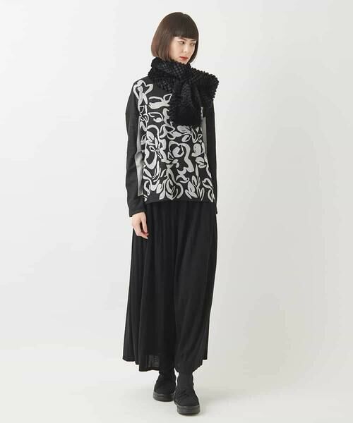 HIROKO BIS GRANDE / ヒロコビス グランデ ニット・セーター | 【大きいサイズ】フラワージャカードモックネックプルオーバー /洗える | 詳細14