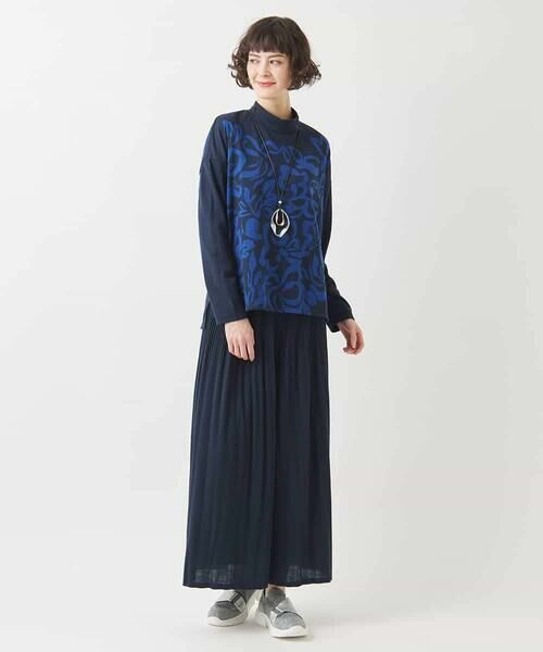 HIROKO BIS GRANDE / ヒロコビス グランデ ニット・セーター | 【大きいサイズ】フラワージャカードモックネックプルオーバー /洗える | 詳細16