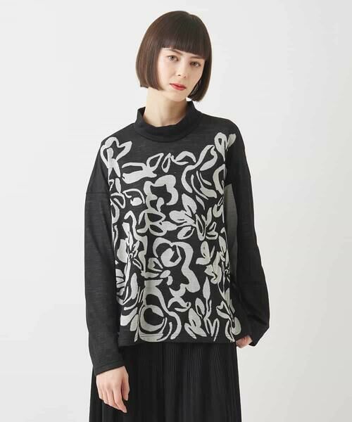 HIROKO BIS GRANDE / ヒロコビス グランデ ニット・セーター | 【大きいサイズ】フラワージャカードモックネックプルオーバー /洗える | 詳細6