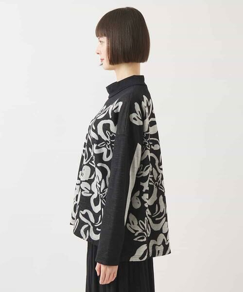 HIROKO BIS GRANDE / ヒロコビス グランデ ニット・セーター | 【大きいサイズ】フラワージャカードモックネックプルオーバー /洗える | 詳細7