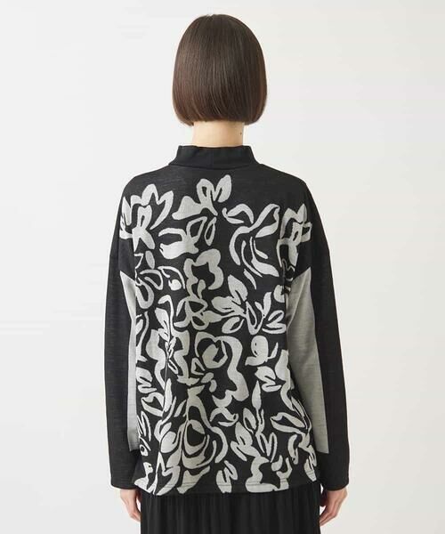 HIROKO BIS GRANDE / ヒロコビス グランデ ニット・セーター | 【大きいサイズ】フラワージャカードモックネックプルオーバー /洗える | 詳細8