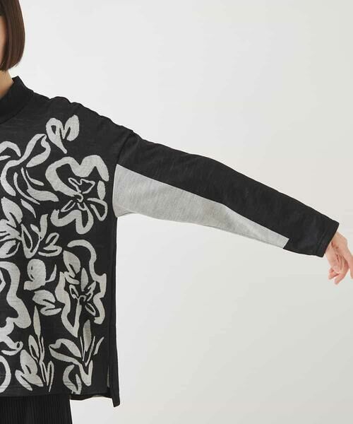 HIROKO BIS GRANDE / ヒロコビス グランデ ニット・セーター | 【大きいサイズ】フラワージャカードモックネックプルオーバー /洗える | 詳細9