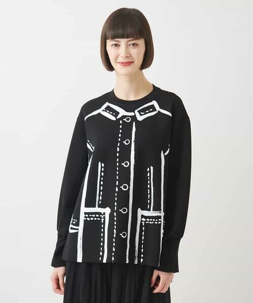 HIROKO BIS GRANDE / ヒロコビス グランデ スウェット | 【大きいサイズ】トロンプイユジャージープルオーバー /洗える | 詳細20