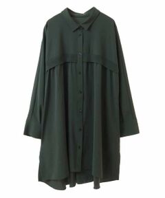 HIROKO BIS GRANDE / ヒロコビス グランデ チュニック | 【大きいサイズ】リブアクセントフレアチュニックブラウス /洗える