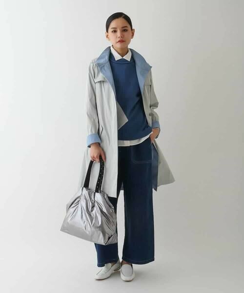 HIROKO BIS GRANDE / ヒロコビス グランデ その他アウター | 【大きいサイズ/ライナー付き】配色アクセントスタンドカラーコート /洗える | 詳細22