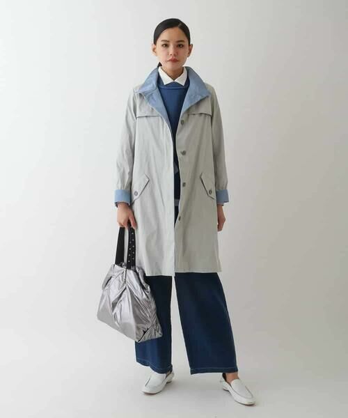 HIROKO BIS GRANDE / ヒロコビス グランデ その他アウター | 【大きいサイズ/ライナー付き】配色アクセントスタンドカラーコート /洗える | 詳細23
