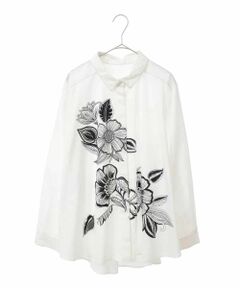 HIROKO BIS GRANDE / ヒロコビス グランデ シャツ・ブラウス | 【大きいサイズ】フラワーモチーフミニマルデザインシャツ