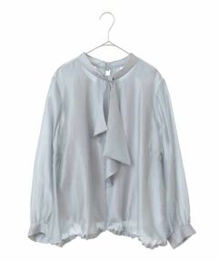 HIROKO BIS GRANDE / ヒロコビス グランデ シャツ・ブラウス | 【大きいサイズ】ボウタイ風ギャザーヘムブラウス