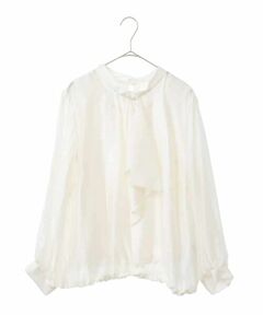 HIROKO BIS GRANDE / ヒロコビス グランデ シャツ・ブラウス | 【大きいサイズ】ボウタイ風ギャザーヘムブラウス