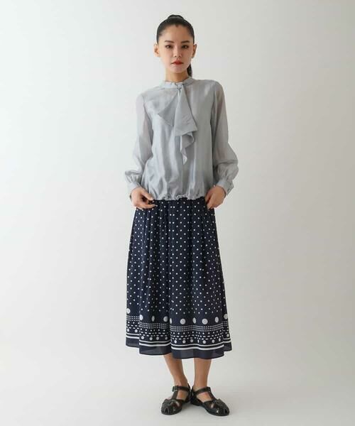 HIROKO BIS GRANDE / ヒロコビス グランデ シャツ・ブラウス | 【大きいサイズ】ボウタイ風ギャザーヘムブラウス | 詳細11