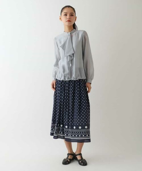 HIROKO BIS GRANDE / ヒロコビス グランデ シャツ・ブラウス | 【大きいサイズ】ボウタイ風ギャザーヘムブラウス | 詳細12