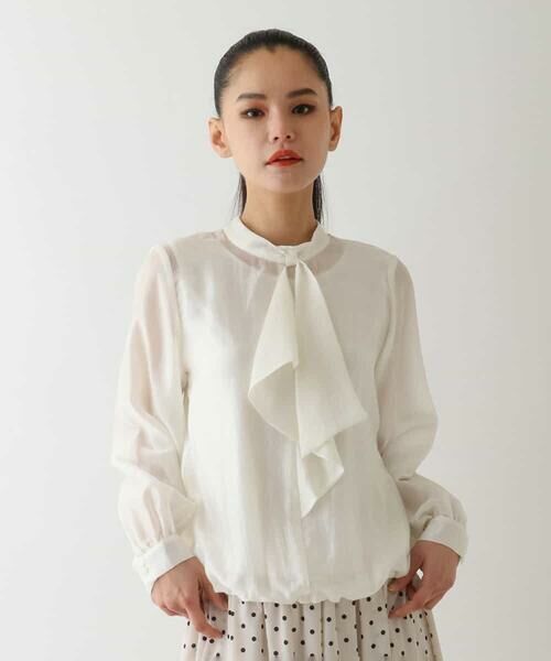 HIROKO BIS GRANDE / ヒロコビス グランデ シャツ・ブラウス | 【大きいサイズ】ボウタイ風ギャザーヘムブラウス | 詳細7