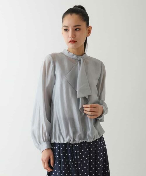 HIROKO BIS GRANDE / ヒロコビス グランデ シャツ・ブラウス | 【大きいサイズ】ボウタイ風ギャザーヘムブラウス | 詳細8