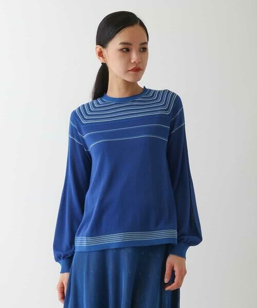 HIROKO BIS GRANDE / ヒロコビス グランデ ニット・セーター | 【大きいサイズ】ホールガーメントボーダー柄ニットプルオーバー | 詳細10