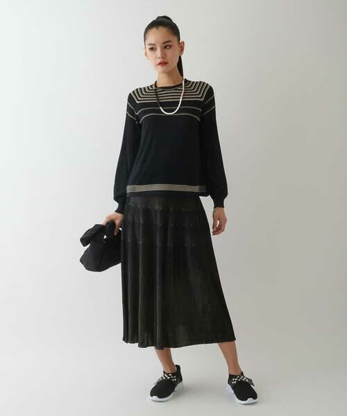 HIROKO BIS GRANDE / ヒロコビス グランデ ニット・セーター | 【大きいサイズ】ホールガーメントボーダー柄ニットプルオーバー | 詳細13