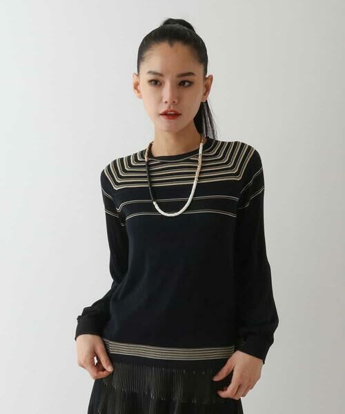 HIROKO BIS GRANDE / ヒロコビス グランデ ニット・セーター | 【大きいサイズ】ホールガーメントボーダー柄ニットプルオーバー | 詳細6