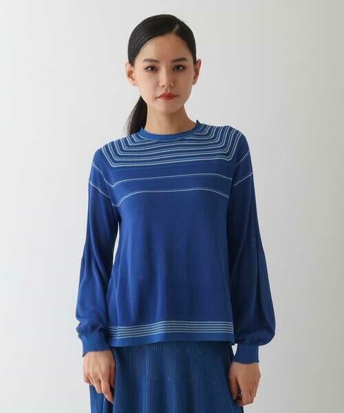 HIROKO BIS GRANDE / ヒロコビス グランデ ニット・セーター | 【大きいサイズ】ホールガーメントボーダー柄ニットプルオーバー | 詳細7