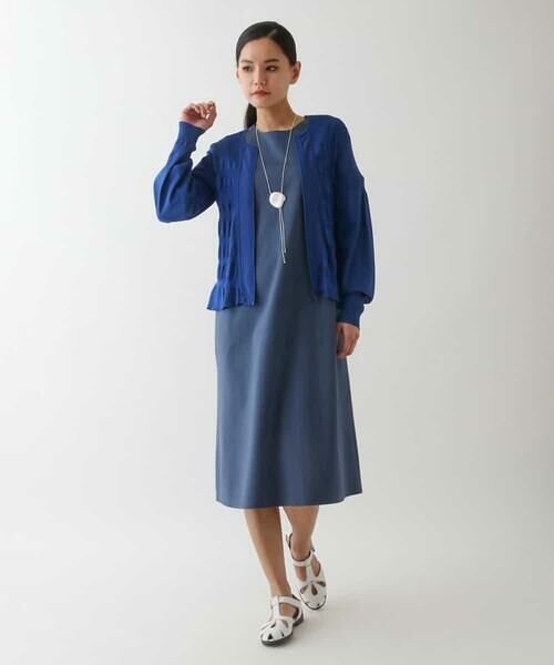 HIROKO BIS GRANDE / ヒロコビス グランデ ニット・セーター | 【大きいサイズ】シャーリングニットジップカーディガン | 詳細12