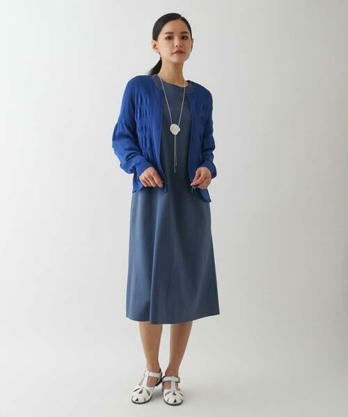 HIROKO BIS GRANDE / ヒロコビス グランデ ニット・セーター | 【大きいサイズ】シャーリングニットジップカーディガン | 詳細13