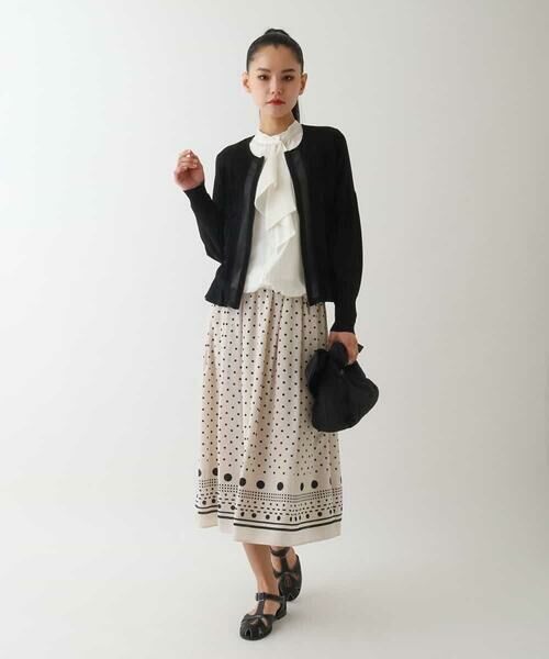 HIROKO BIS GRANDE / ヒロコビス グランデ ニット・セーター | 【大きいサイズ】シャーリングニットジップカーディガン | 詳細14