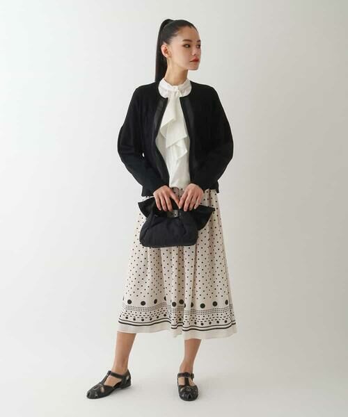 HIROKO BIS GRANDE / ヒロコビス グランデ ニット・セーター | 【大きいサイズ】シャーリングニットジップカーディガン | 詳細15