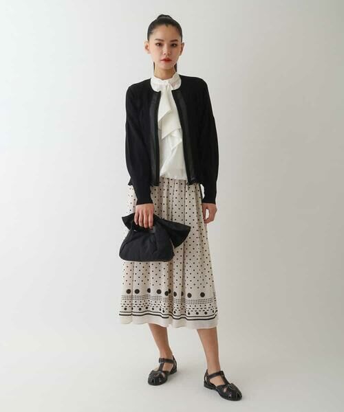 HIROKO BIS GRANDE / ヒロコビス グランデ ニット・セーター | 【大きいサイズ】シャーリングニットジップカーディガン | 詳細16