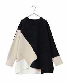 HIROKO BIS GRANDE / ヒロコビス グランデ ニット・セーター | 【大きいサイズ】パターン切り替えデザインニットプルオーバー