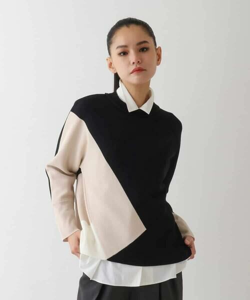 HIROKO BIS GRANDE / ヒロコビス グランデ ニット・セーター | 【大きいサイズ】パターン切り替えデザインニットプルオーバー | 詳細12