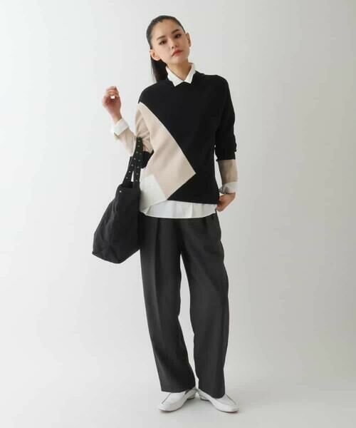 HIROKO BIS GRANDE / ヒロコビス グランデ ニット・セーター | 【大きいサイズ】パターン切り替えデザインニットプルオーバー | 詳細13