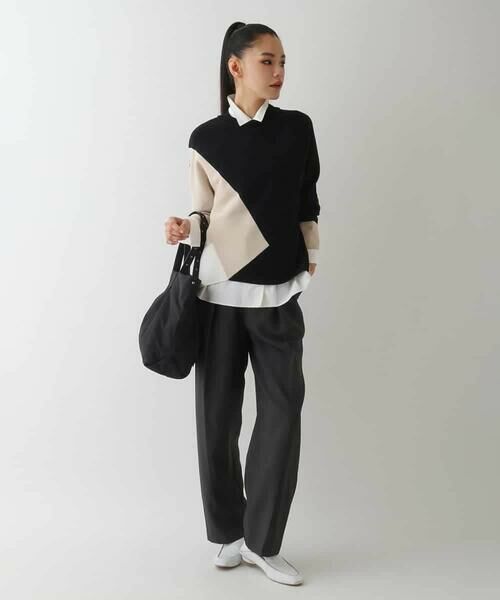 HIROKO BIS GRANDE / ヒロコビス グランデ ニット・セーター | 【大きいサイズ】パターン切り替えデザインニットプルオーバー | 詳細14