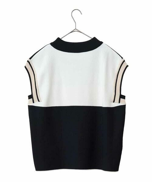 HIROKO BIS GRANDE / ヒロコビス グランデ ベスト | 【大きいサイズ】カラーブロッキングニットジレ | 詳細1