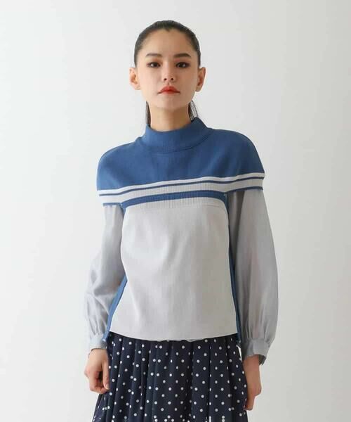 HIROKO BIS GRANDE / ヒロコビス グランデ ベスト | 【大きいサイズ】カラーブロッキングニットジレ | 詳細7