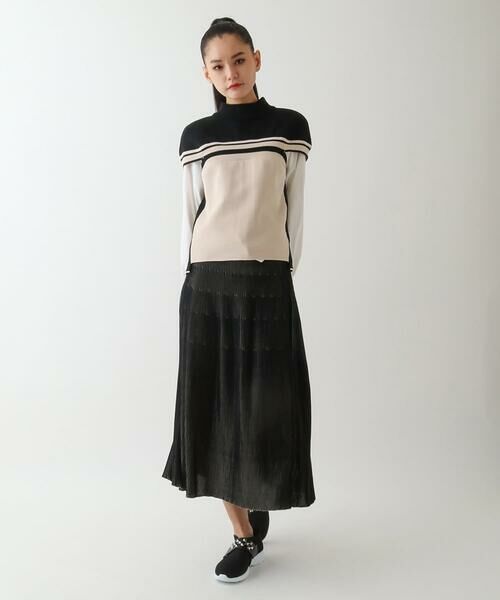 HIROKO BIS GRANDE / ヒロコビス グランデ ロング・マキシ丈スカート | 【大きいサイズ】ガーター編みボーダーデザインスカート | 詳細13