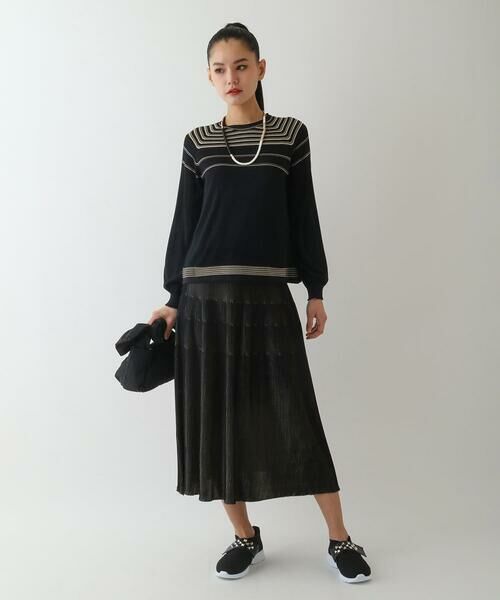 HIROKO BIS GRANDE / ヒロコビス グランデ ロング・マキシ丈スカート | 【大きいサイズ】ガーター編みボーダーデザインスカート | 詳細16