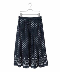 HIROKO BIS GRANDE / ヒロコビス グランデ ロング・マキシ丈スカート | 【大きいサイズ】ドット柄スカーフプリントスカート