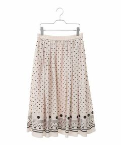 HIROKO BIS GRANDE / ヒロコビス グランデ ロング・マキシ丈スカート | 【大きいサイズ】ドット柄スカーフプリントスカート