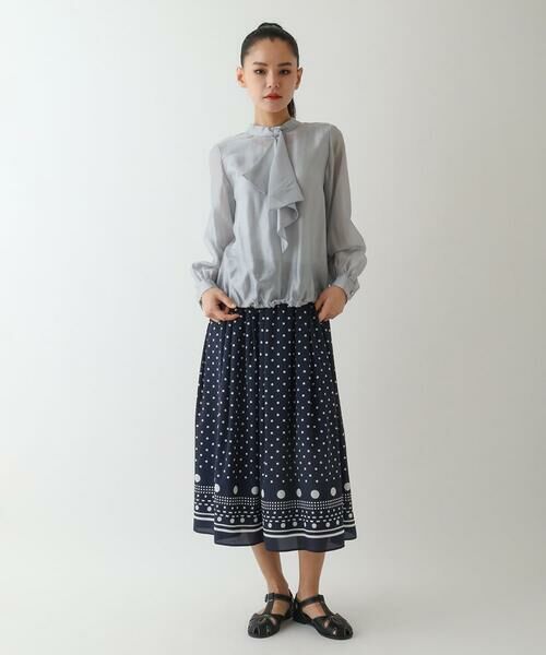 HIROKO BIS GRANDE / ヒロコビス グランデ ロング・マキシ丈スカート | 【大きいサイズ】ドット柄スカーフプリントスカート | 詳細10
