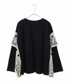 HIROKO BIS GRANDE / ヒロコビス グランデ カットソー | 【大きいサイズ】スカーフジョイントジャージープルオーバー