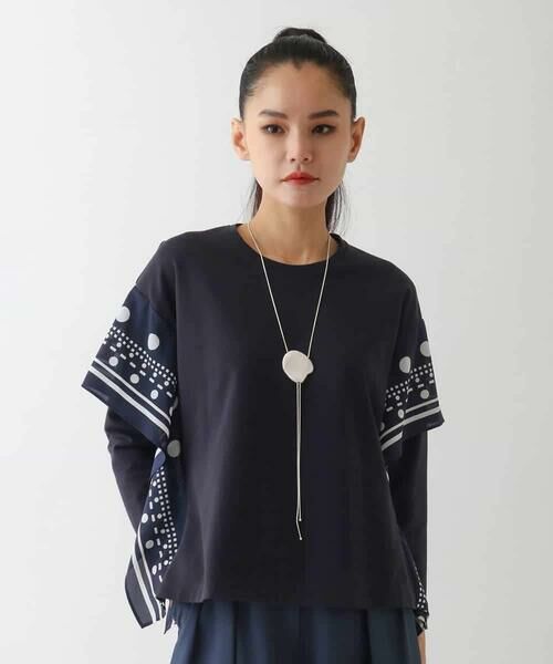HIROKO BIS GRANDE / ヒロコビス グランデ カットソー | 【大きいサイズ】スカーフジョイントジャージープルオーバー | 詳細6