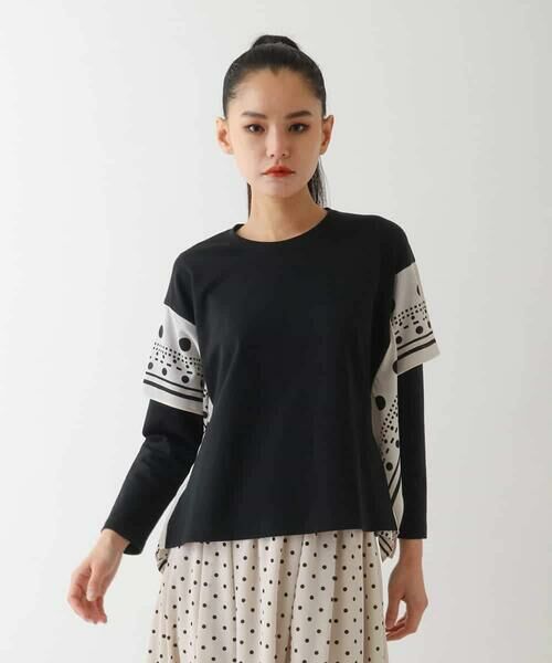 HIROKO BIS GRANDE / ヒロコビス グランデ カットソー | 【大きいサイズ】スカーフジョイントジャージープルオーバー | 詳細7