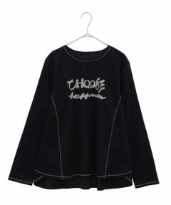 HIROKO BIS GRANDE / ヒロコビス グランデ カットソー | 【大きいサイズ】テープロゴコットンカットソー