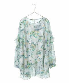 HIROKO BIS GRANDE / ヒロコビス グランデ チュニック | 【大きいサイズ】フラワープリントチュニック丈ブラウス