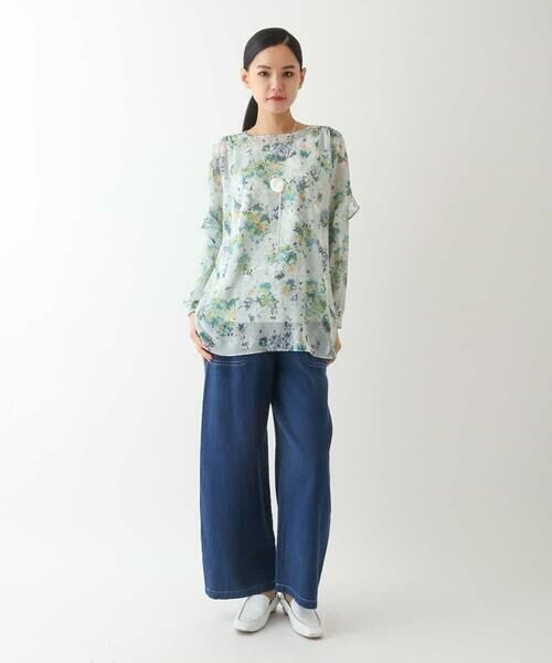 HIROKO BIS GRANDE / ヒロコビス グランデ チュニック | 【大きいサイズ】フラワープリントチュニック丈ブラウス | 詳細12