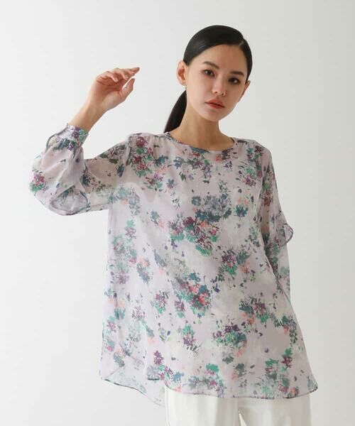 HIROKO BIS GRANDE / ヒロコビス グランデ チュニック | 【大きいサイズ】フラワープリントチュニック丈ブラウス | 詳細17
