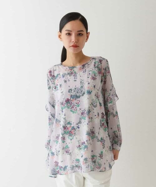HIROKO BIS GRANDE / ヒロコビス グランデ チュニック | 【大きいサイズ】フラワープリントチュニック丈ブラウス | 詳細7