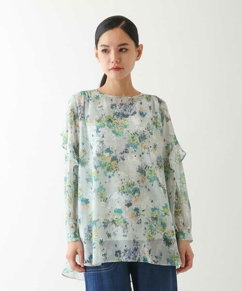 HIROKO BIS GRANDE / ヒロコビス グランデ チュニック | 【大きいサイズ】フラワープリントチュニック丈ブラウス | 詳細8